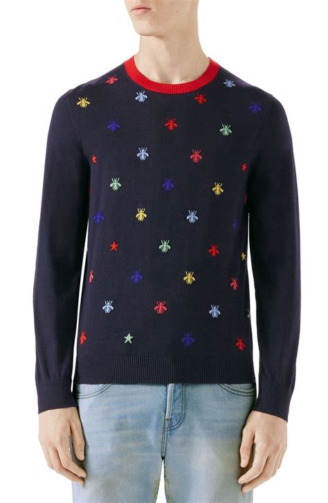 gucci green sweater|gucci bee embroidered sweater.